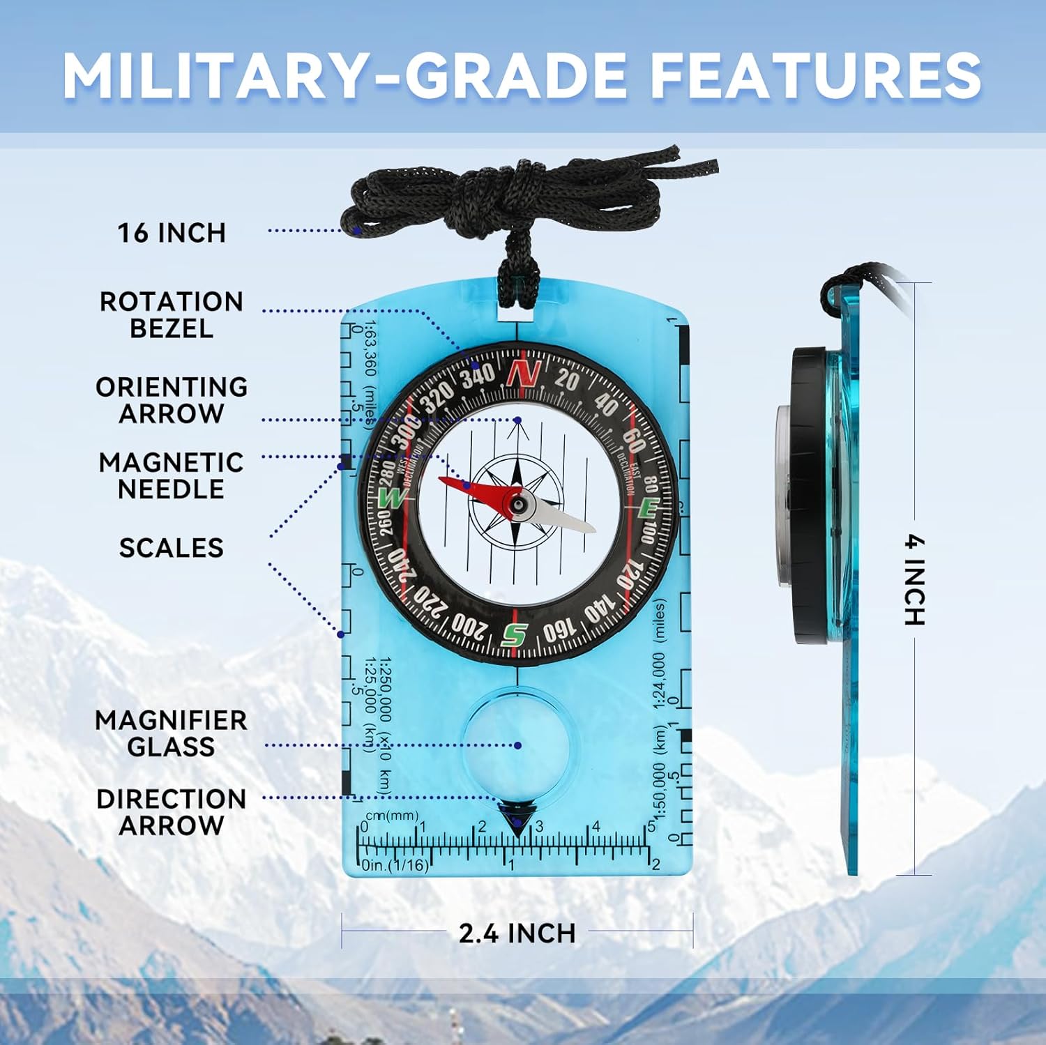 Compass Hiking Survival, Wilderness Survival Compass for Kids- Magnetic Gear Set Navigation Map- Backpacking Camping Hunting Survival - Image 2